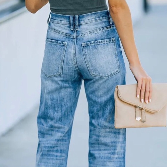 RELISTED SIZES 5/26 § 13/30 Kancan Ultra High Waist 90s Distressed Wide Leg Jean - Picture 6 of 16